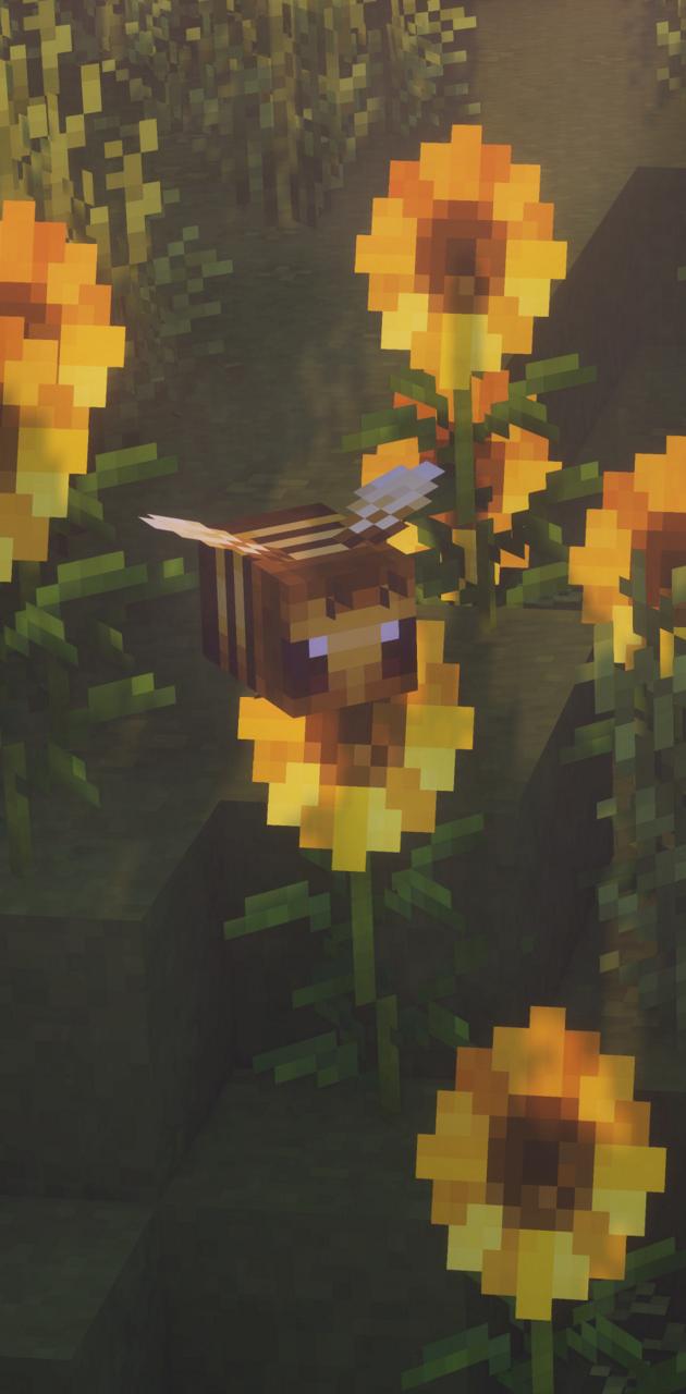A bee is flying over some flowers - Minecraft