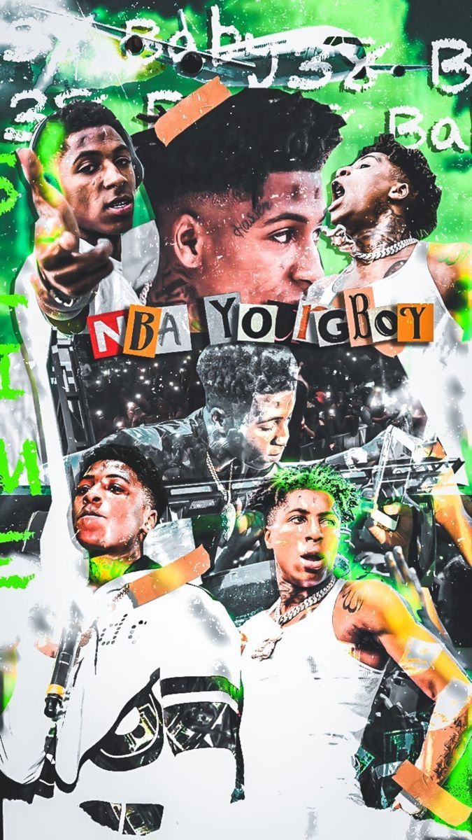 A collage of basketball players with green and white backgrounds - 