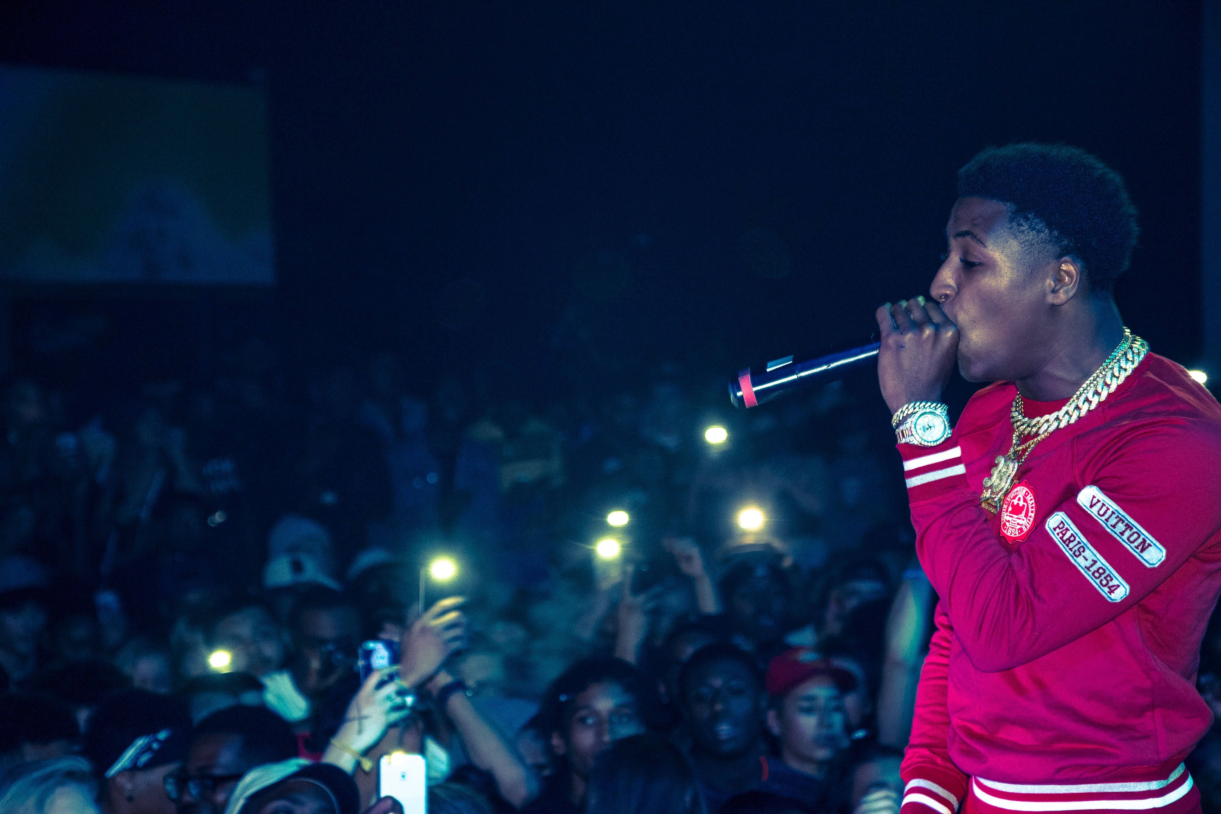 Rapper NBA YoungBoy performs in front of a sold out crowd at the - 