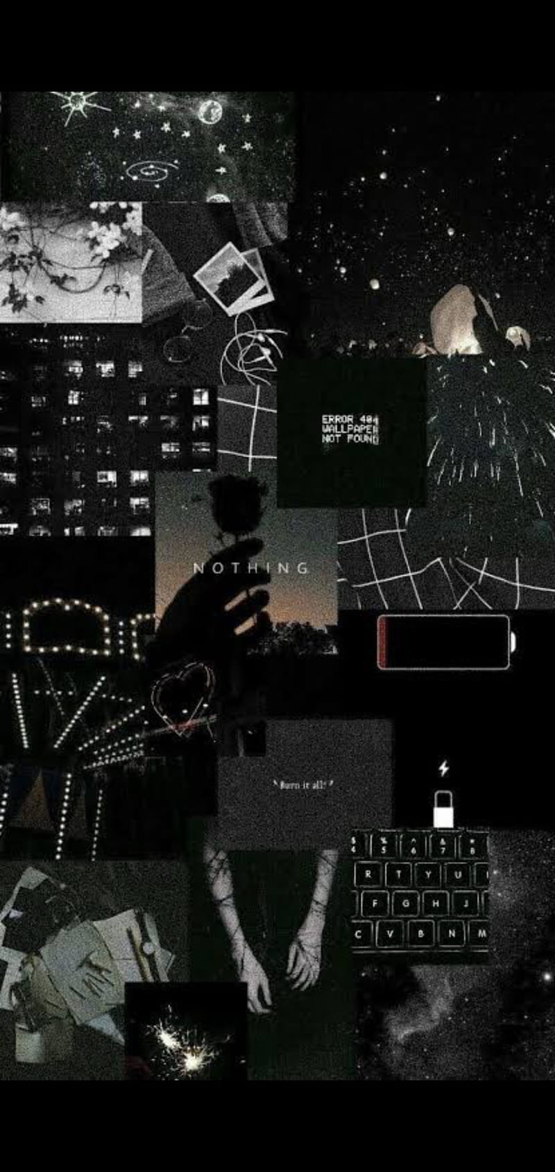 Black aesthetic wallpaper, photo collage of different photos, dark background, black and white photos of the city - Grunge