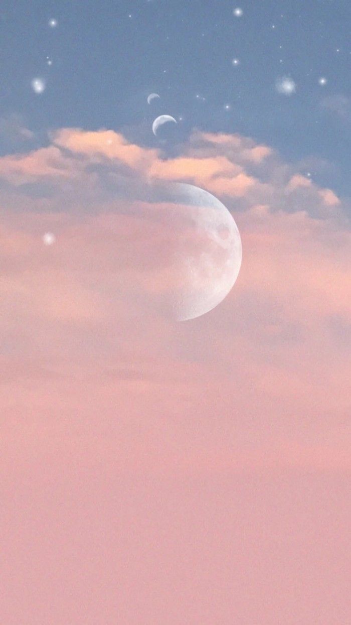 A picture of the moon in pink sky - Grunge