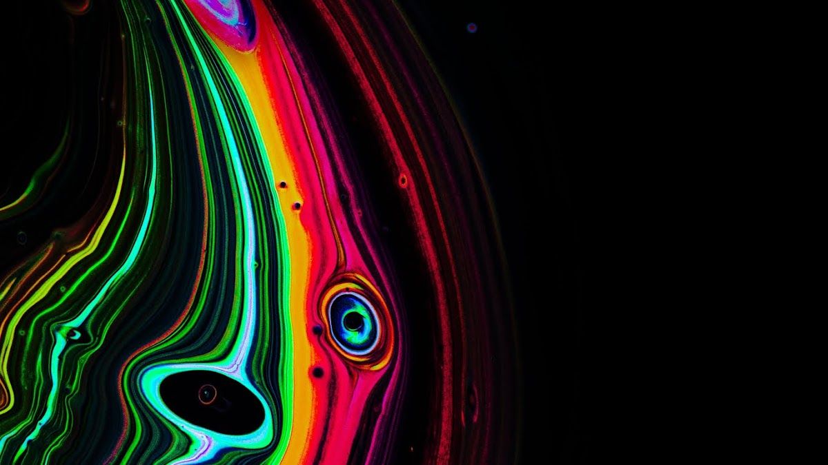 A black background with a multicolored psychedelic pattern - Black, HD