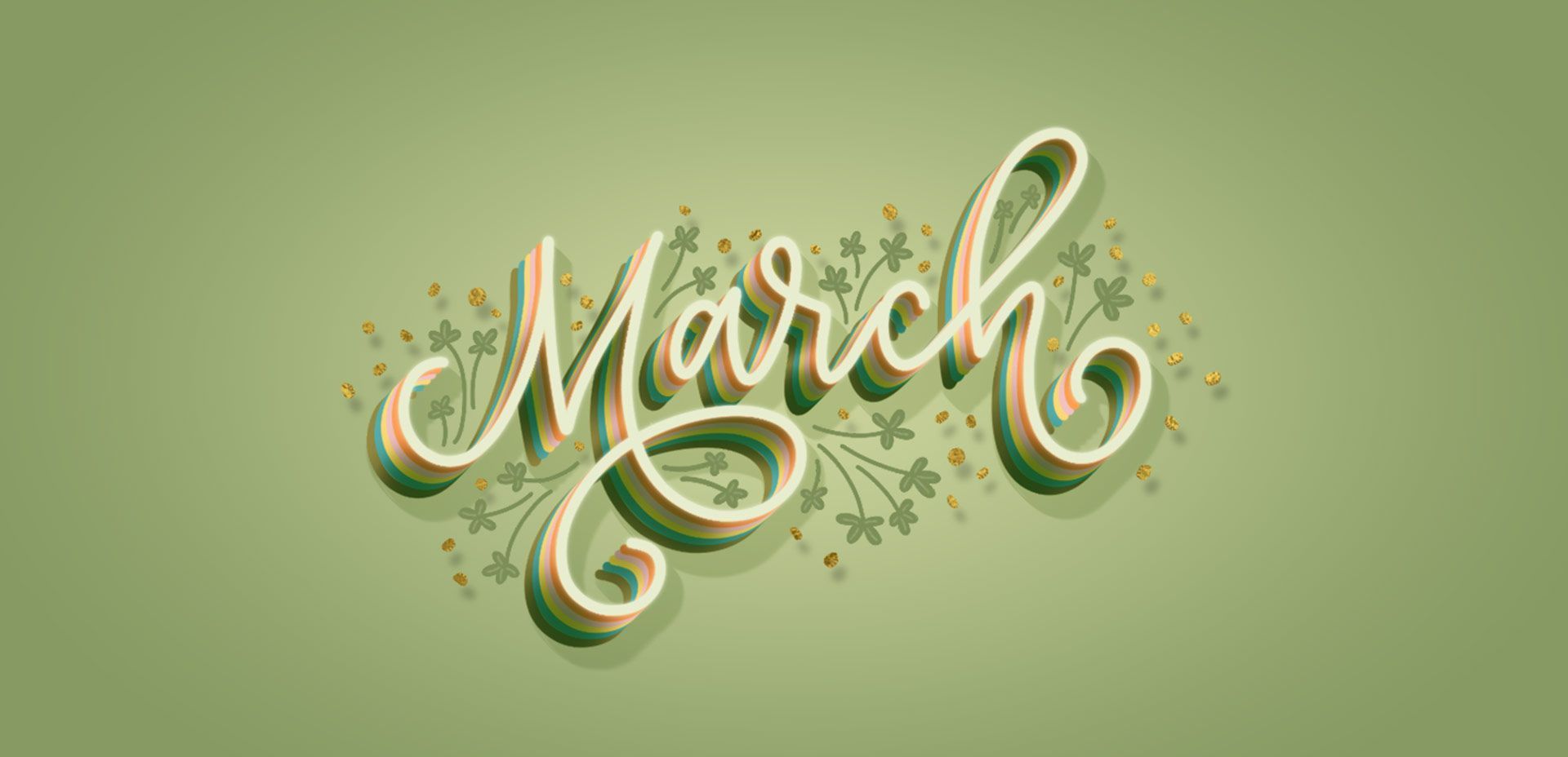 A green background with the word march in white - March