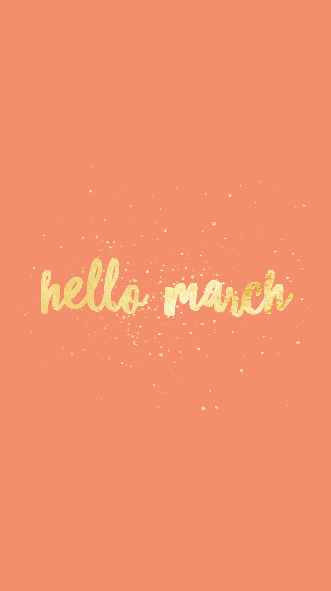 A gold hello march wallpaper for your phone - March