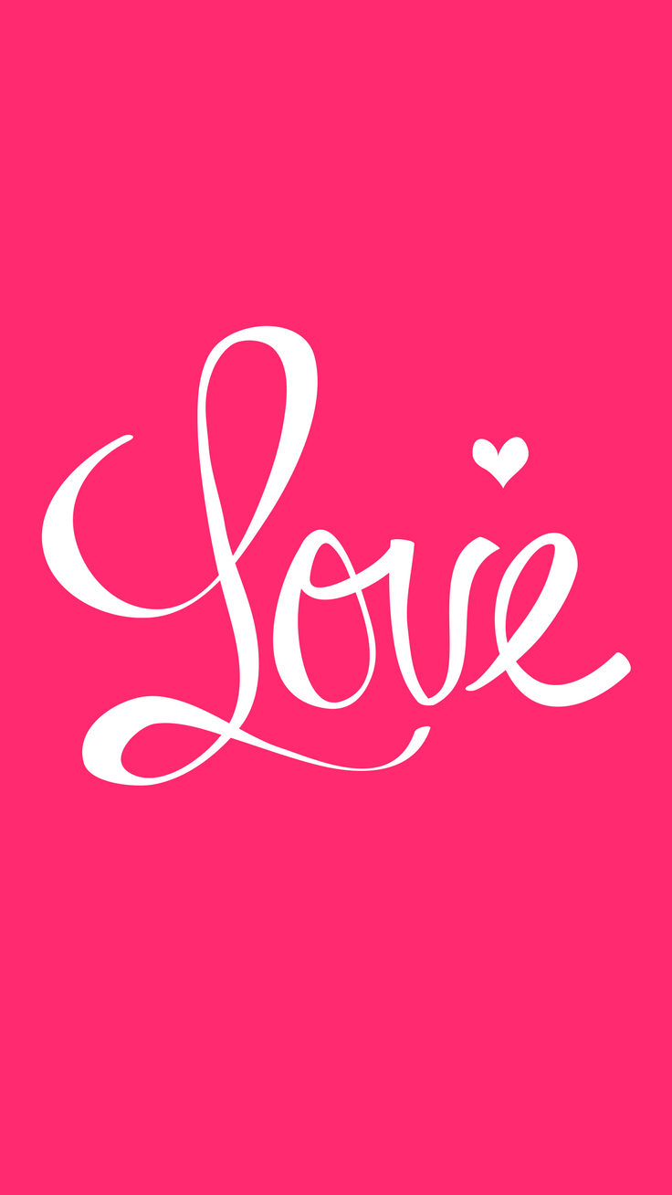 Pink background with the word love in white. - Valentine's Day