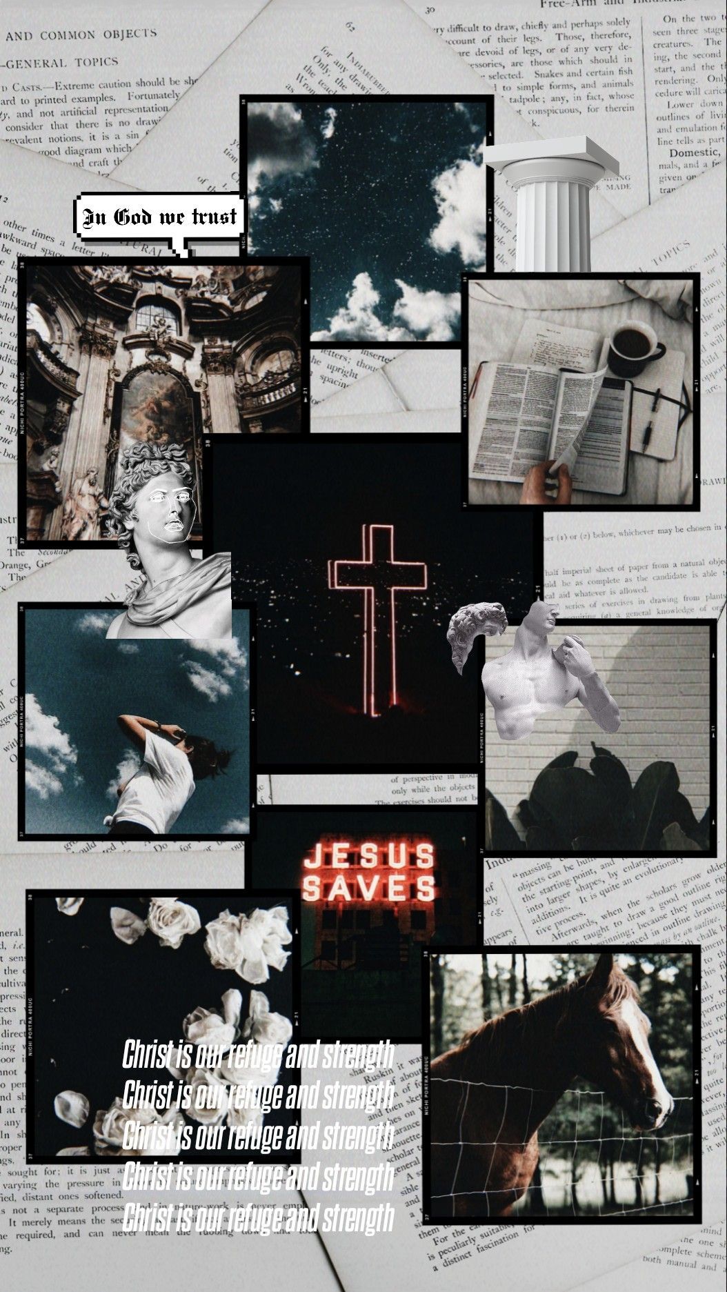 A collage of pictures with the words jesus saves - Christian, Jesus
