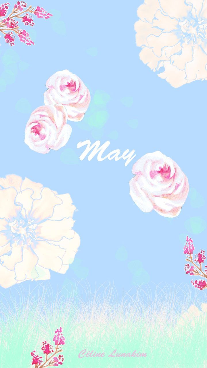 A wallpaper with flowers and the word May - May