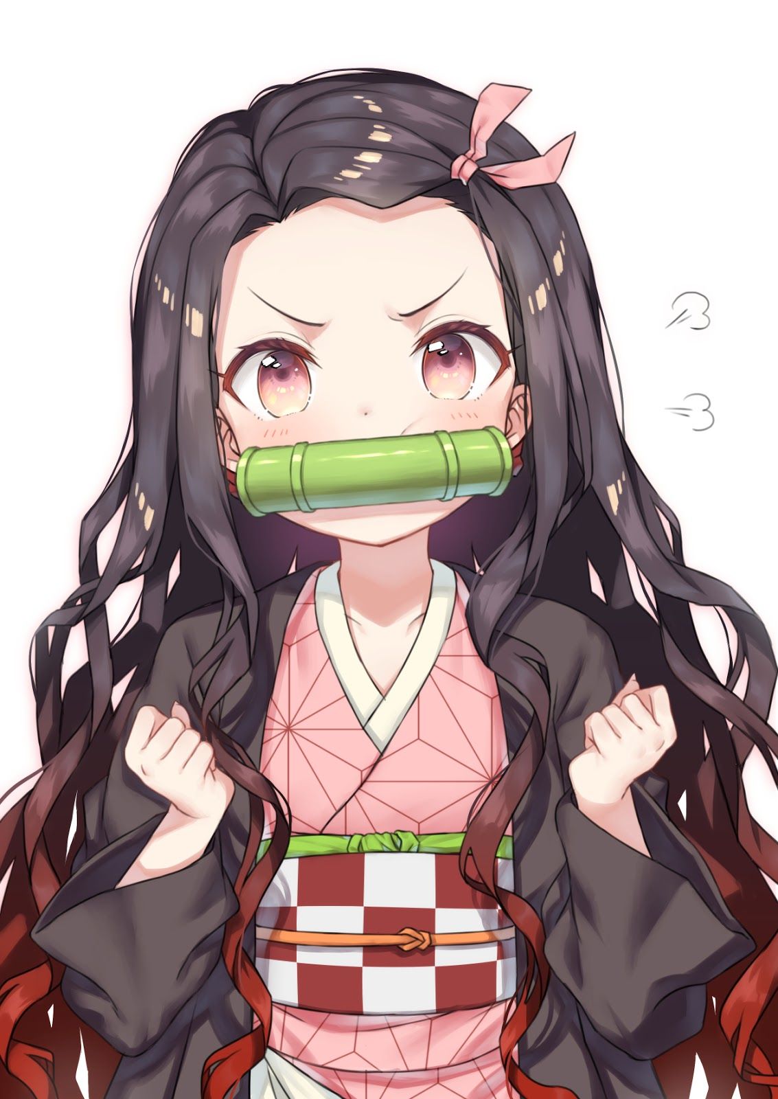 A girl with long hair wearing an asian kimono - Demon Slayer