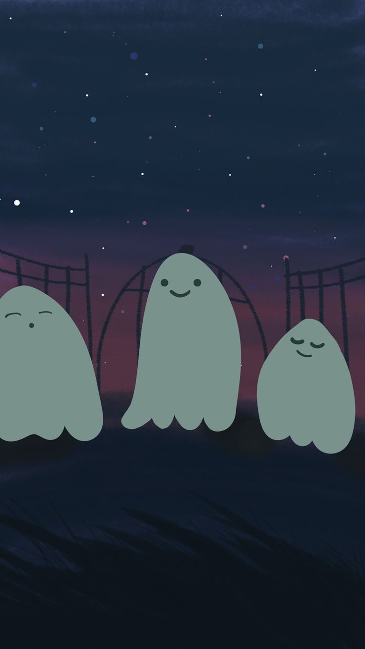 Three ghostly figures are standing in front of a bridge - Ghost