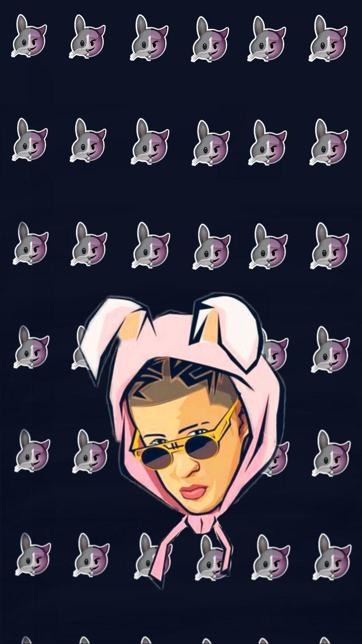 A wallpaper of jake Paul wearing a pink bunny hat - Bad Bunny