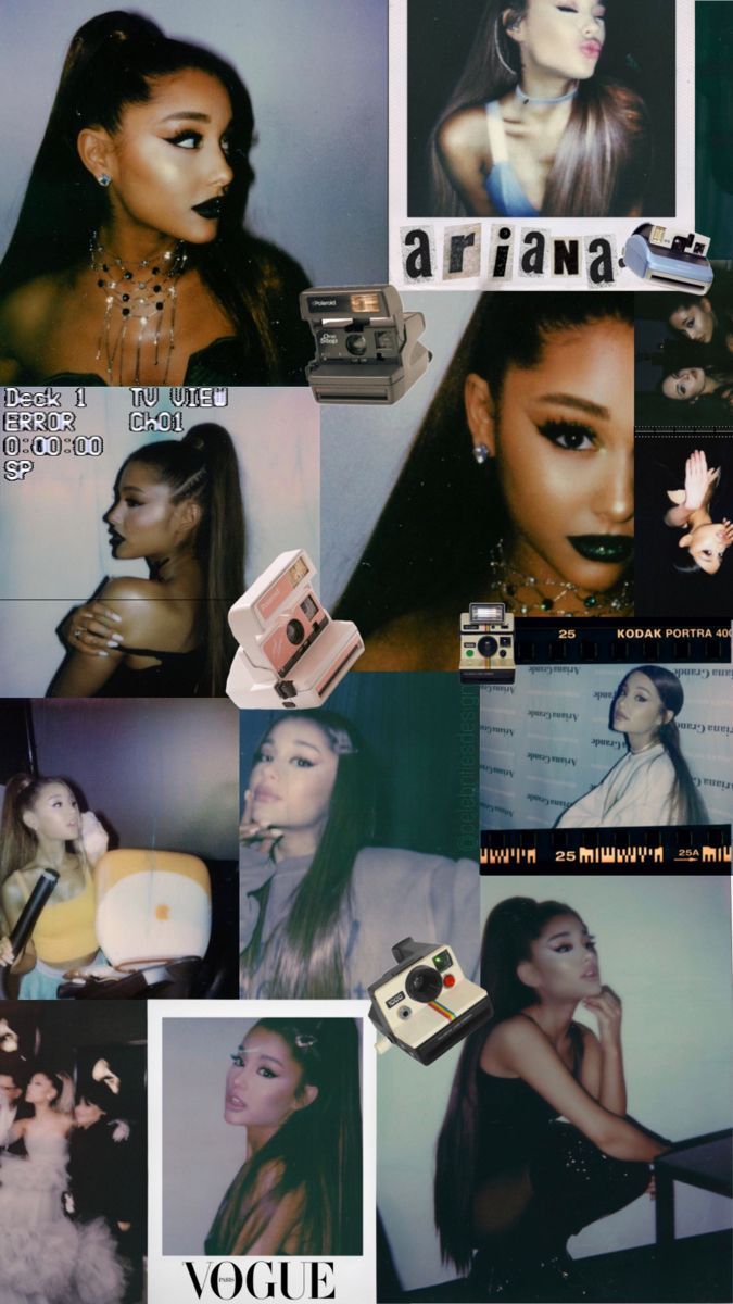 A collage of pictures with the same theme - Ariana Grande
