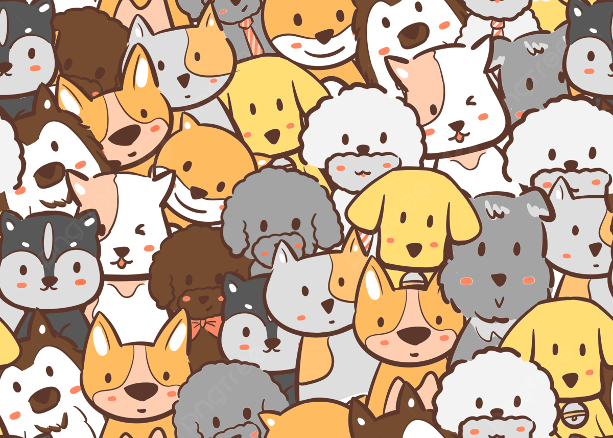 A pattern of various dogs in a repeating pattern - Dog