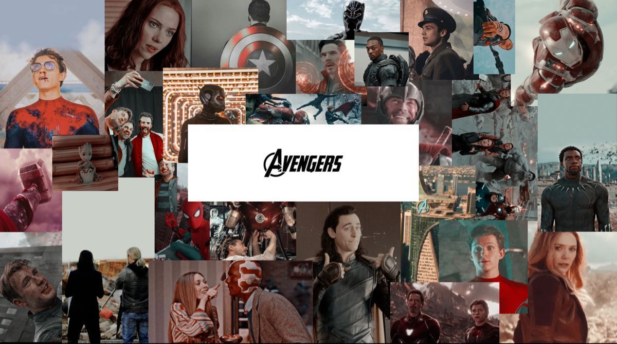 A collage of various people and the word 'avengers' - Marvel, Avengers