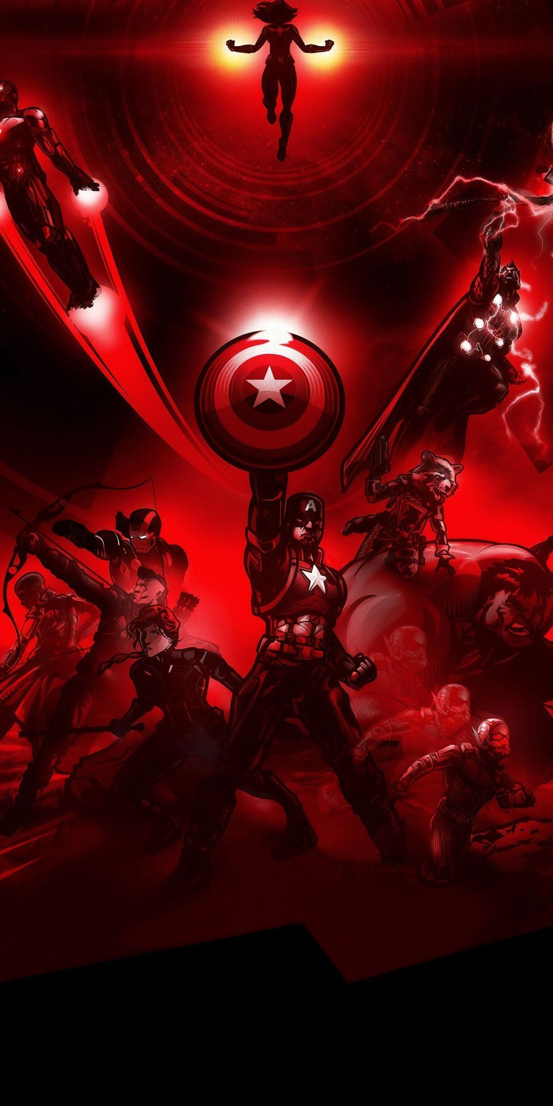 Captain America and the Avengers in a red light. - Marvel, Avengers