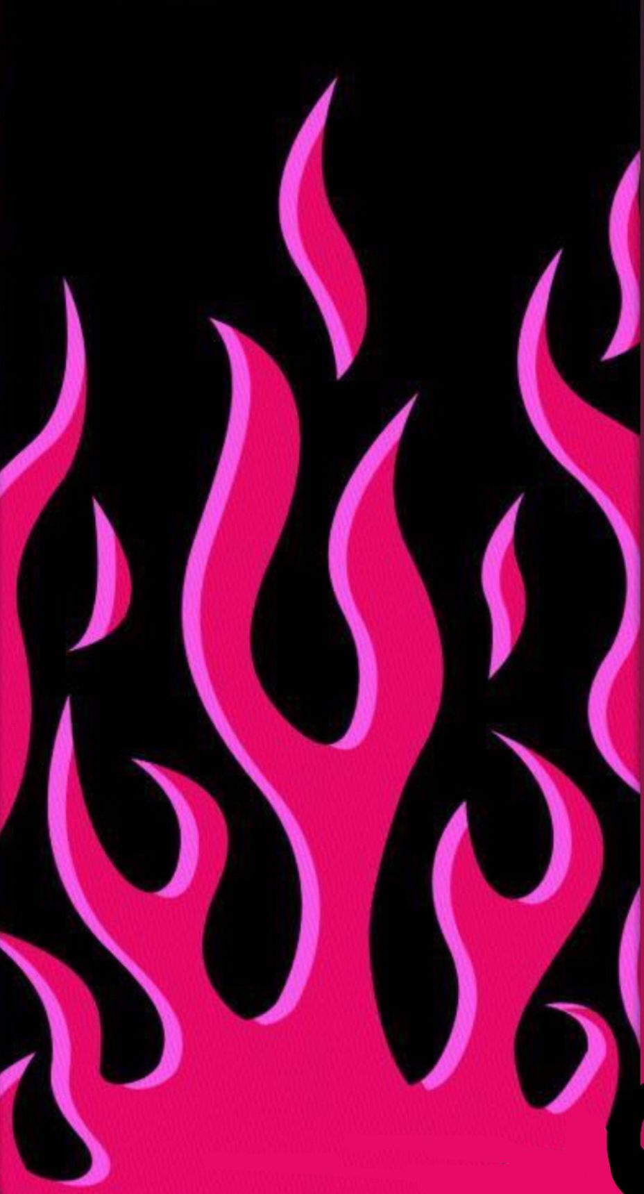 A pink and black fire design on the wall - Fire, flames