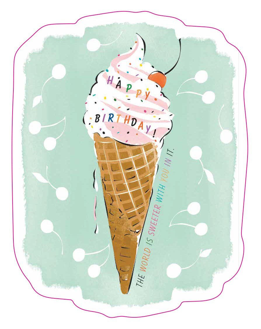 Ice Cream Cone Birthday Die Cut Sticker