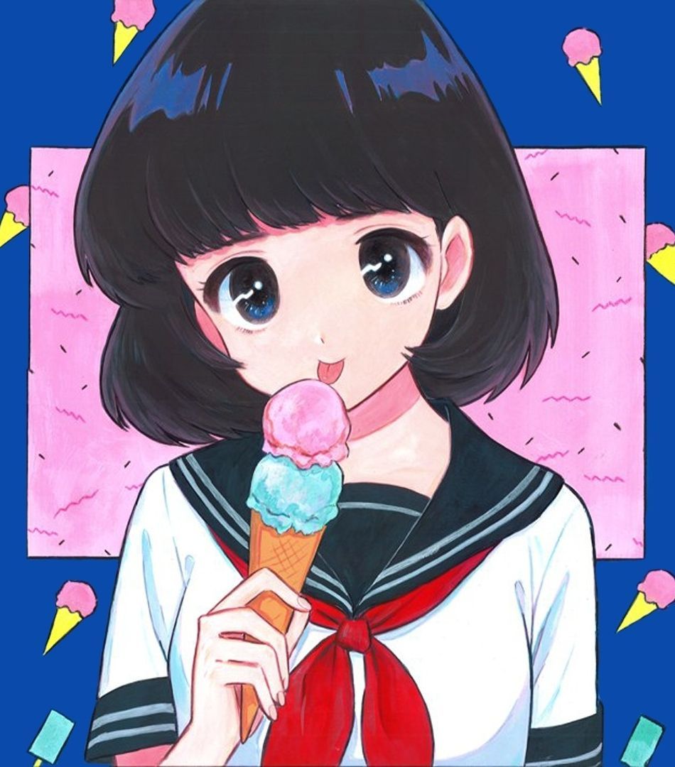 Download wallpaper 950x1534 ice cream, cone, cute, anime girl, iphone, 950x1534 HD background, 5369