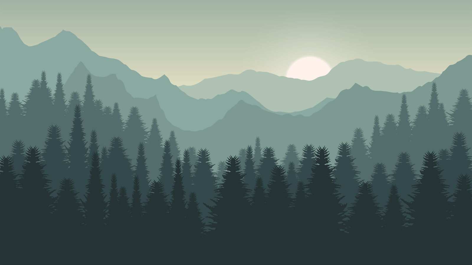 A landscape of a forest with mountains in the background - Forest