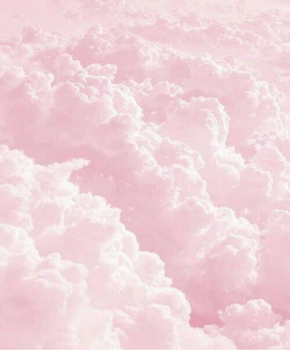 Aesthetic pink background with white clouds - Pastel pink
