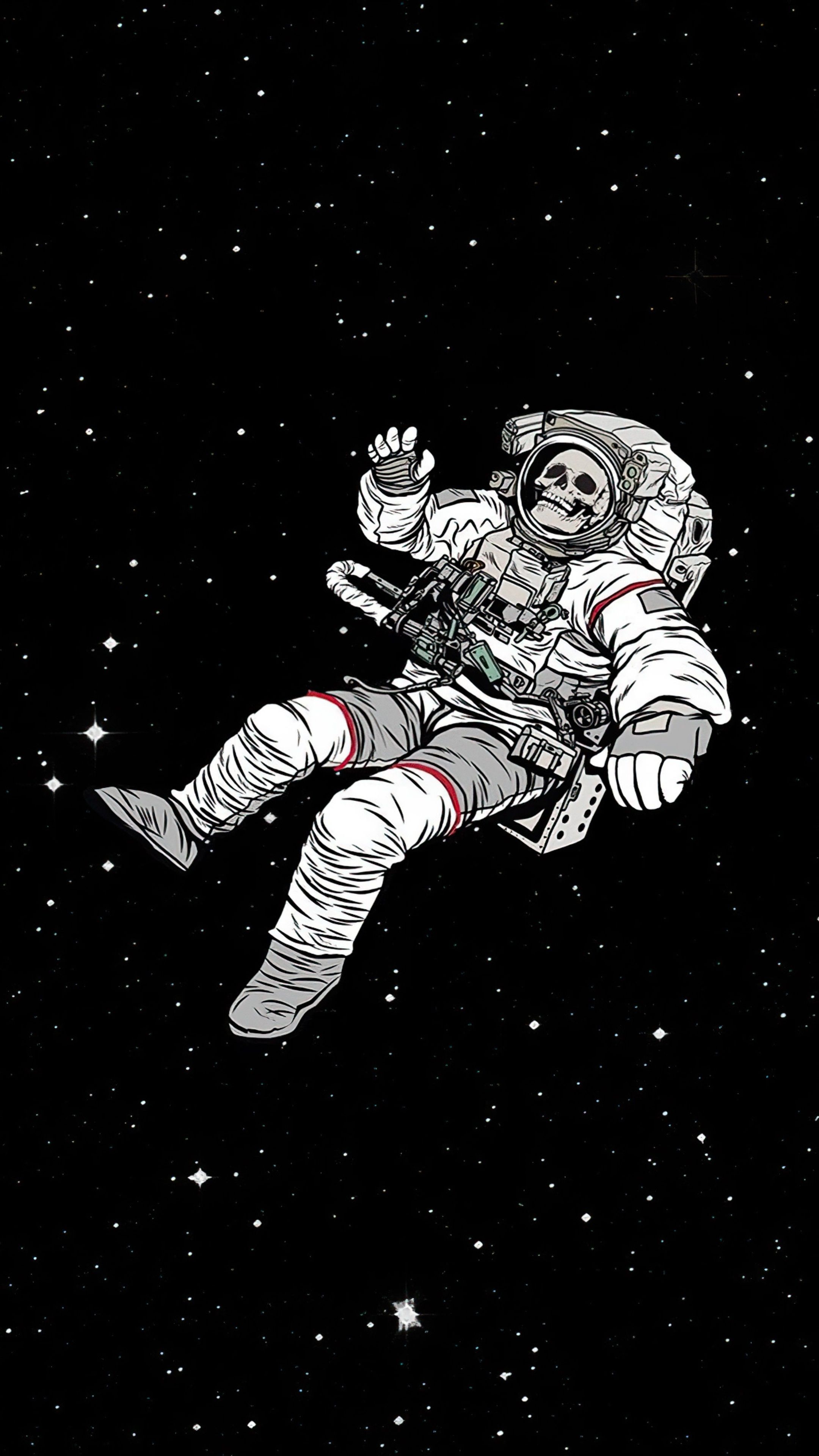 IPhone wallpaper of a skeleton astronaut floating in space - Astronaut