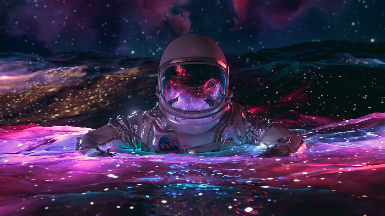 An astronaut in a space suit floating on top of water - Astronaut