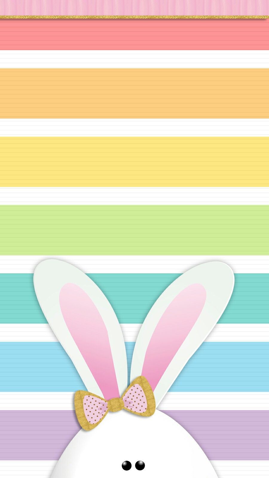 Easter bunny with a bow tie on a striped background - Easter