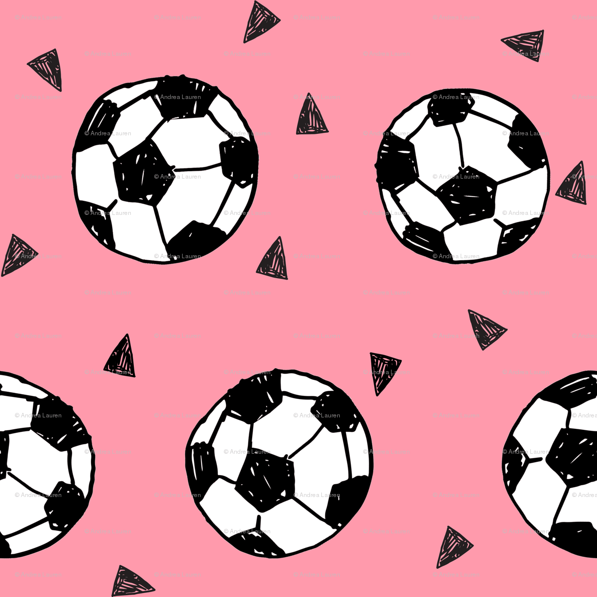 A pattern of soccer balls on pink background - Soccer