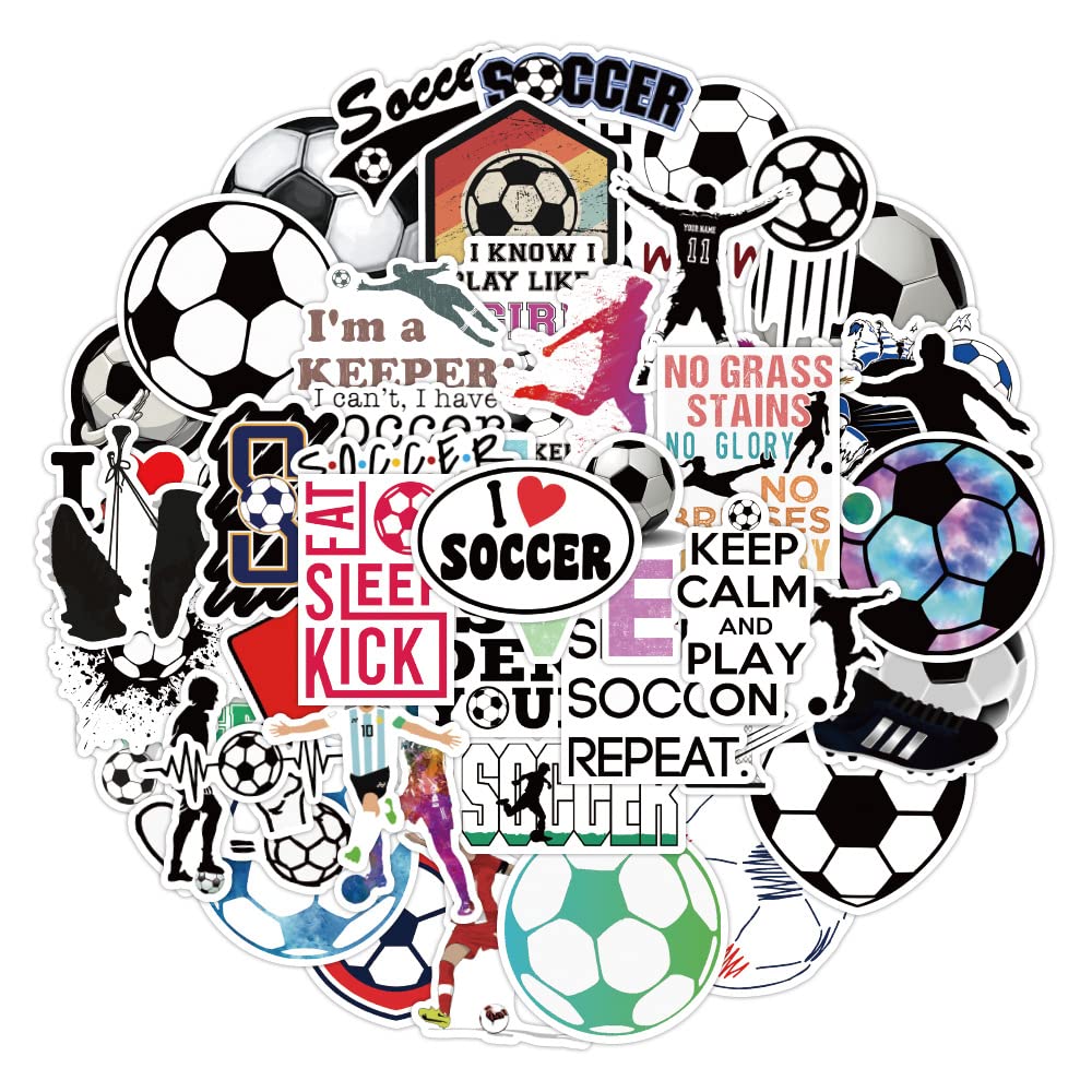 V Harna Soccer Stickers. 50pcs Waterproof Stickers Decals For Children, Teens And Girls, Unique Durable Aesthetic Trendy Sticker Perfect For Laptop Computer Phone