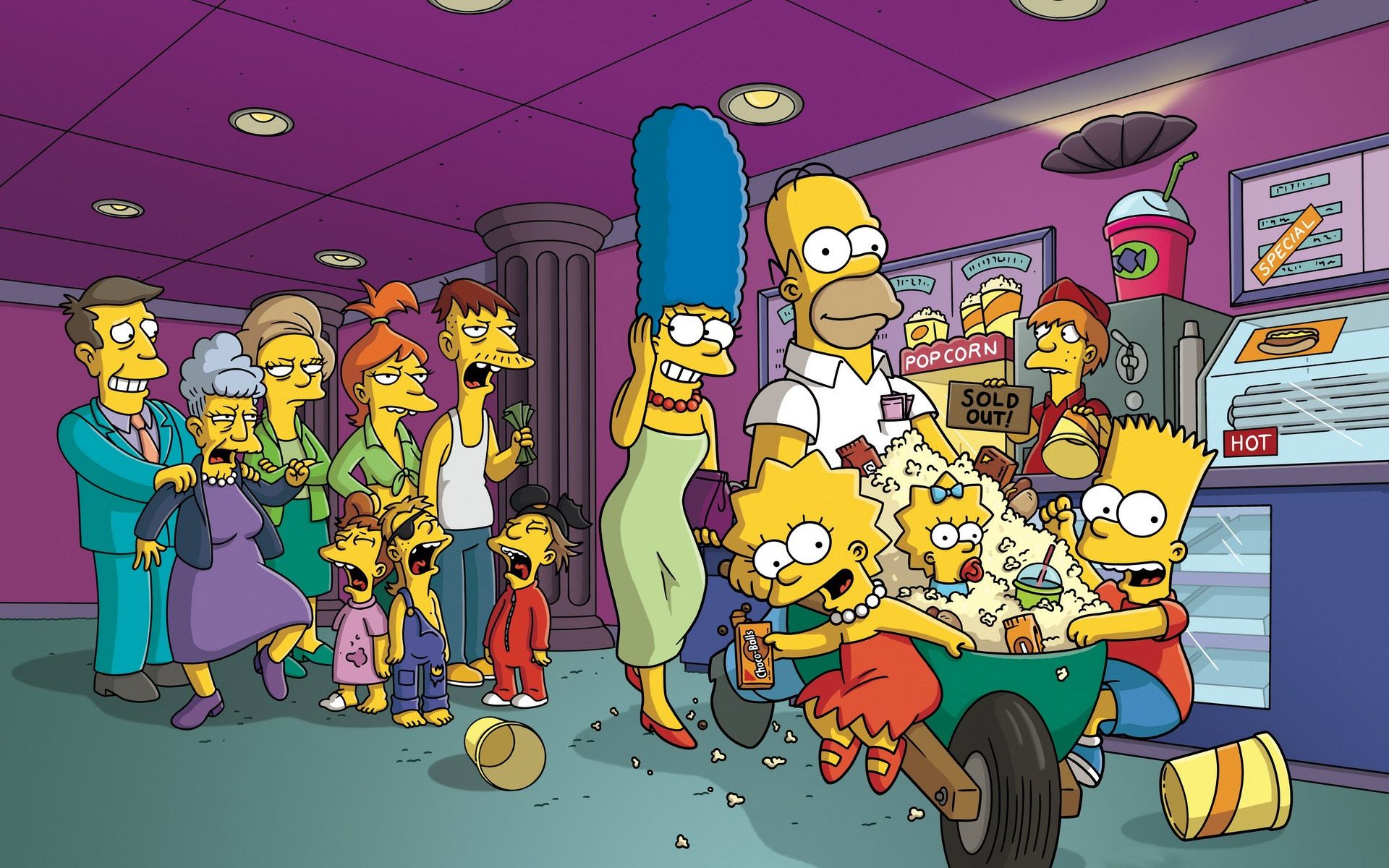 The simpsons are standing in a room with people - The Simpsons