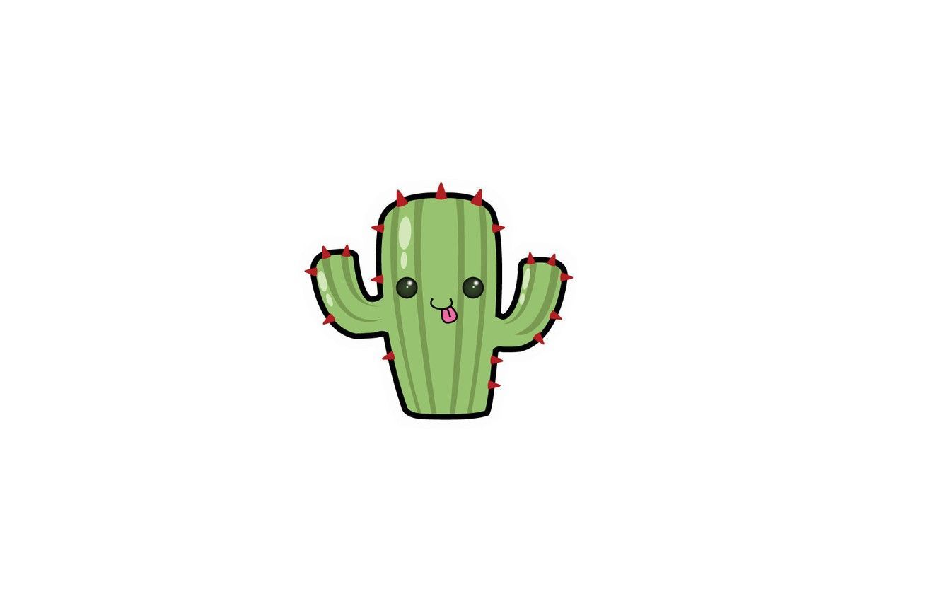 A cute cartoon of the green and red spiky plant - Cactus