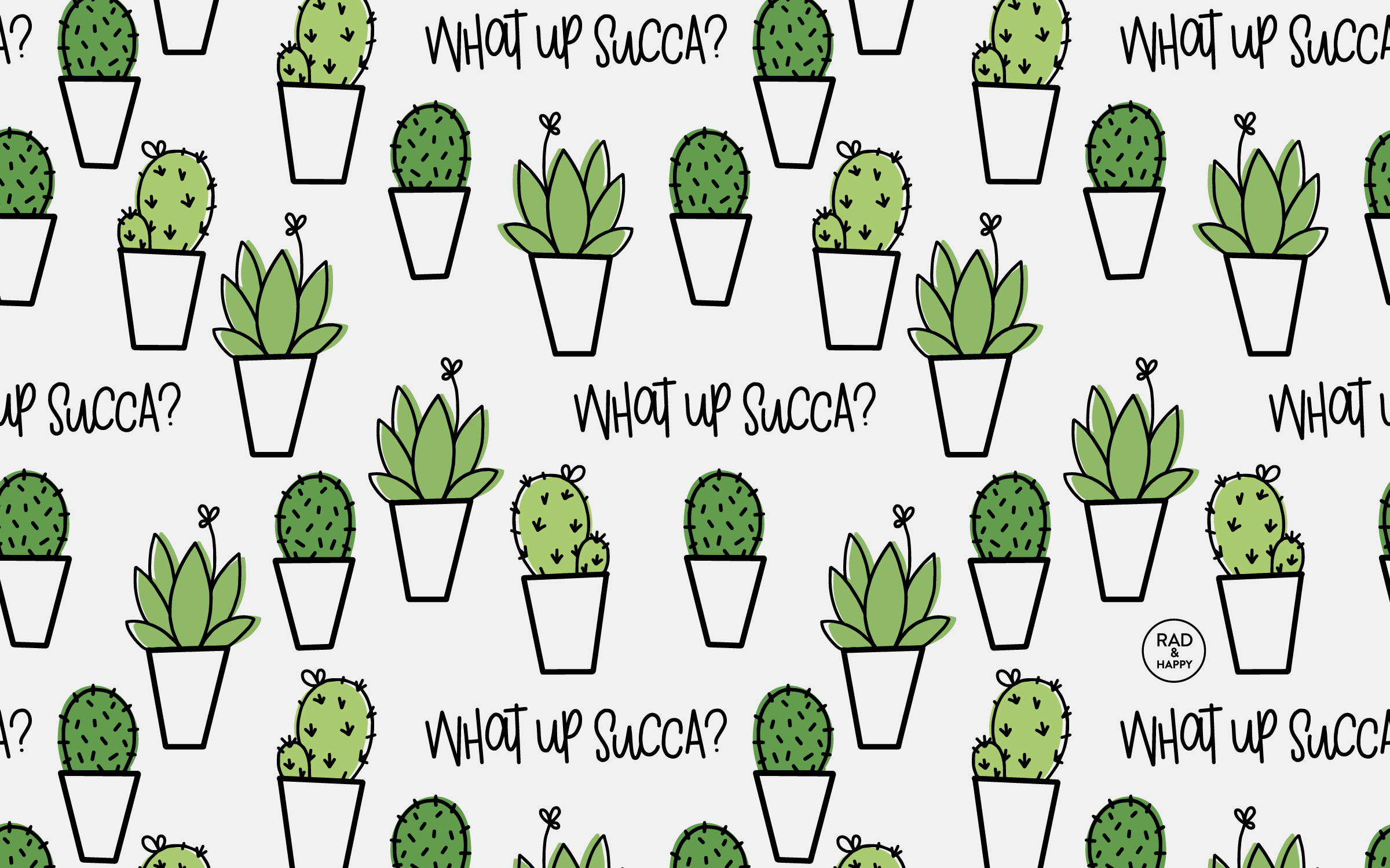 A pattern of succulent plants on a white background - Cactus