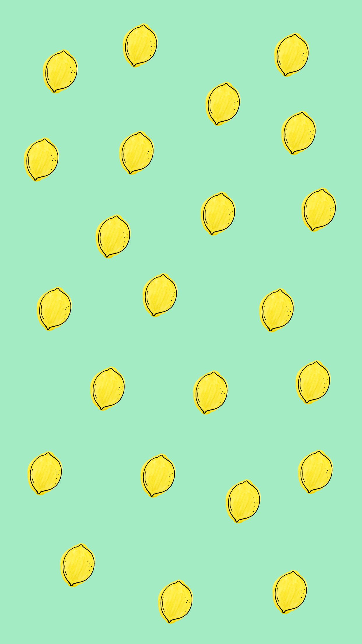 A pattern of yellow coins on green background - June, lemon
