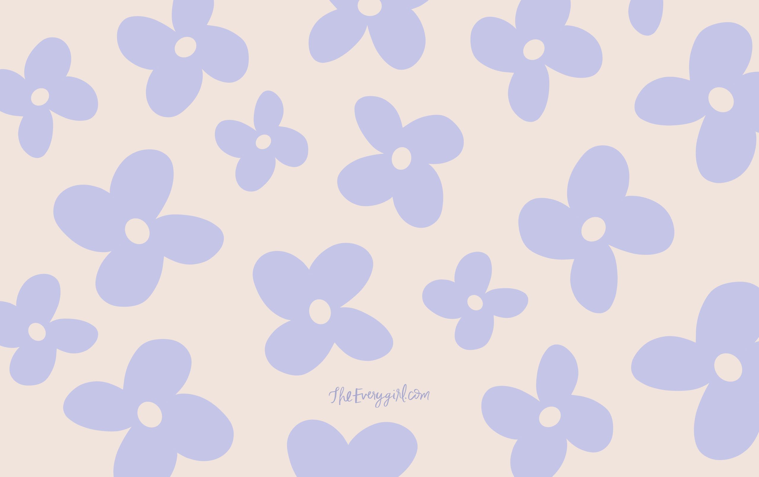 A cute purple flower pattern background image for desktop and phone backgrounds. - April