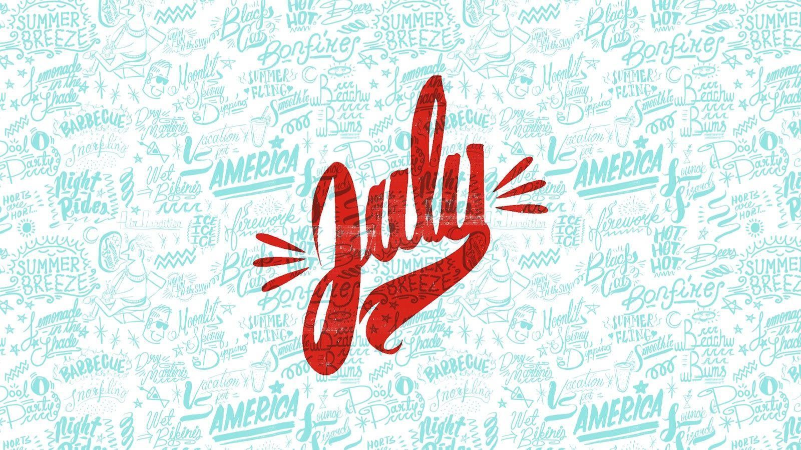 Download Aesthetic July In Red Font Wallpaper