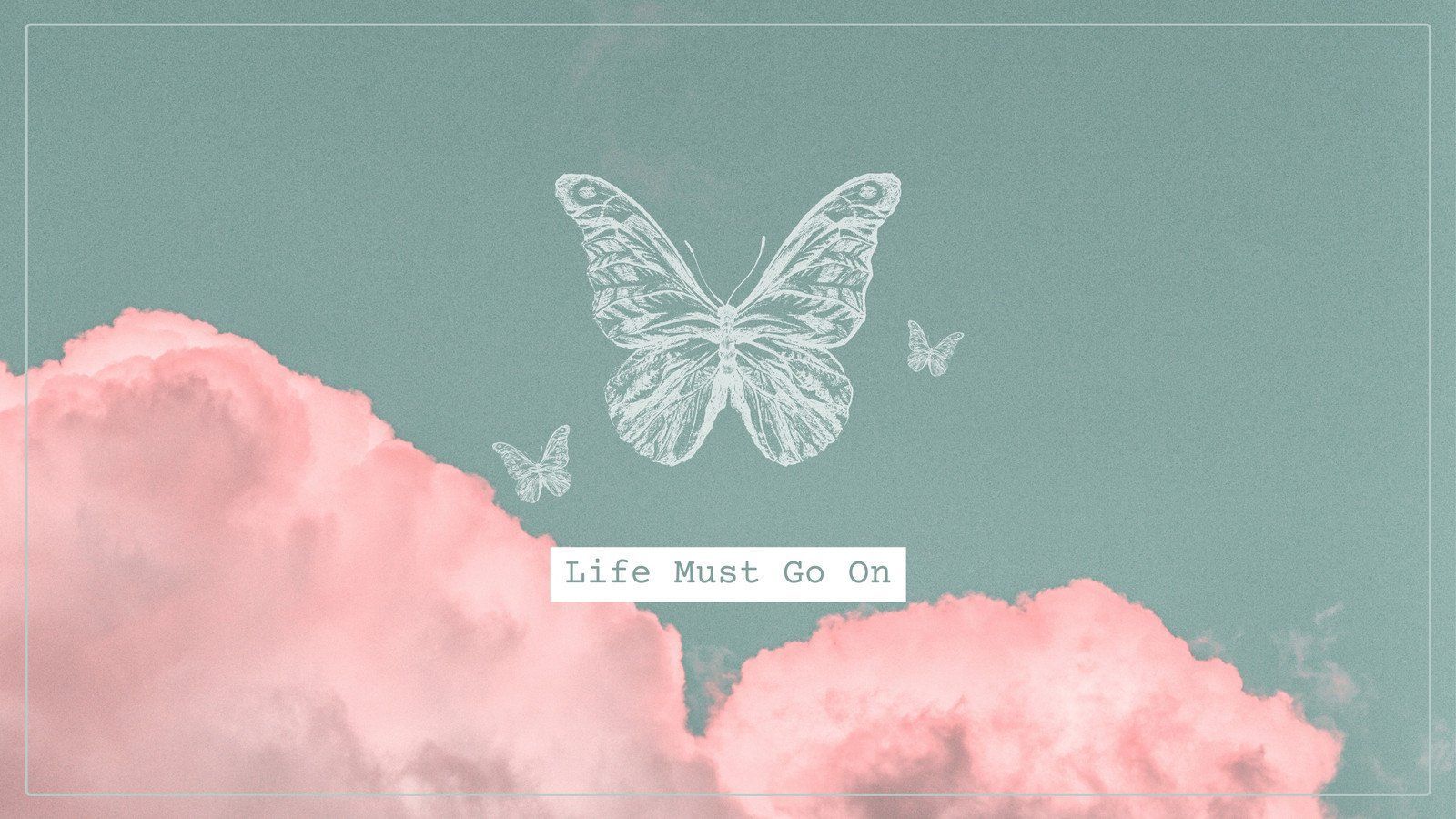 A butterfly is flying over some clouds - Desktop, July, soft pink, computer, soft green, light pink, aqua