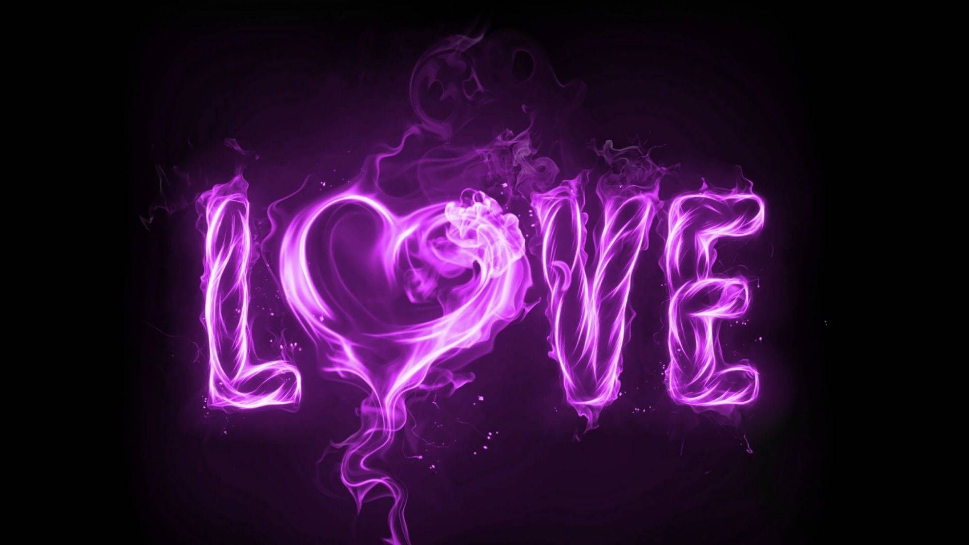 A purple heart with the word love in it - 1920x1080