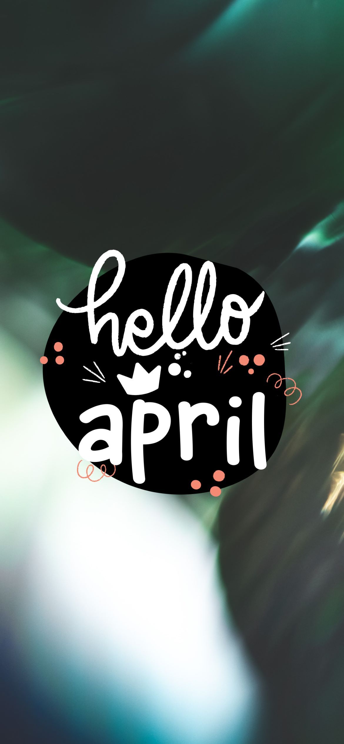A black and white image with the words hello april - April