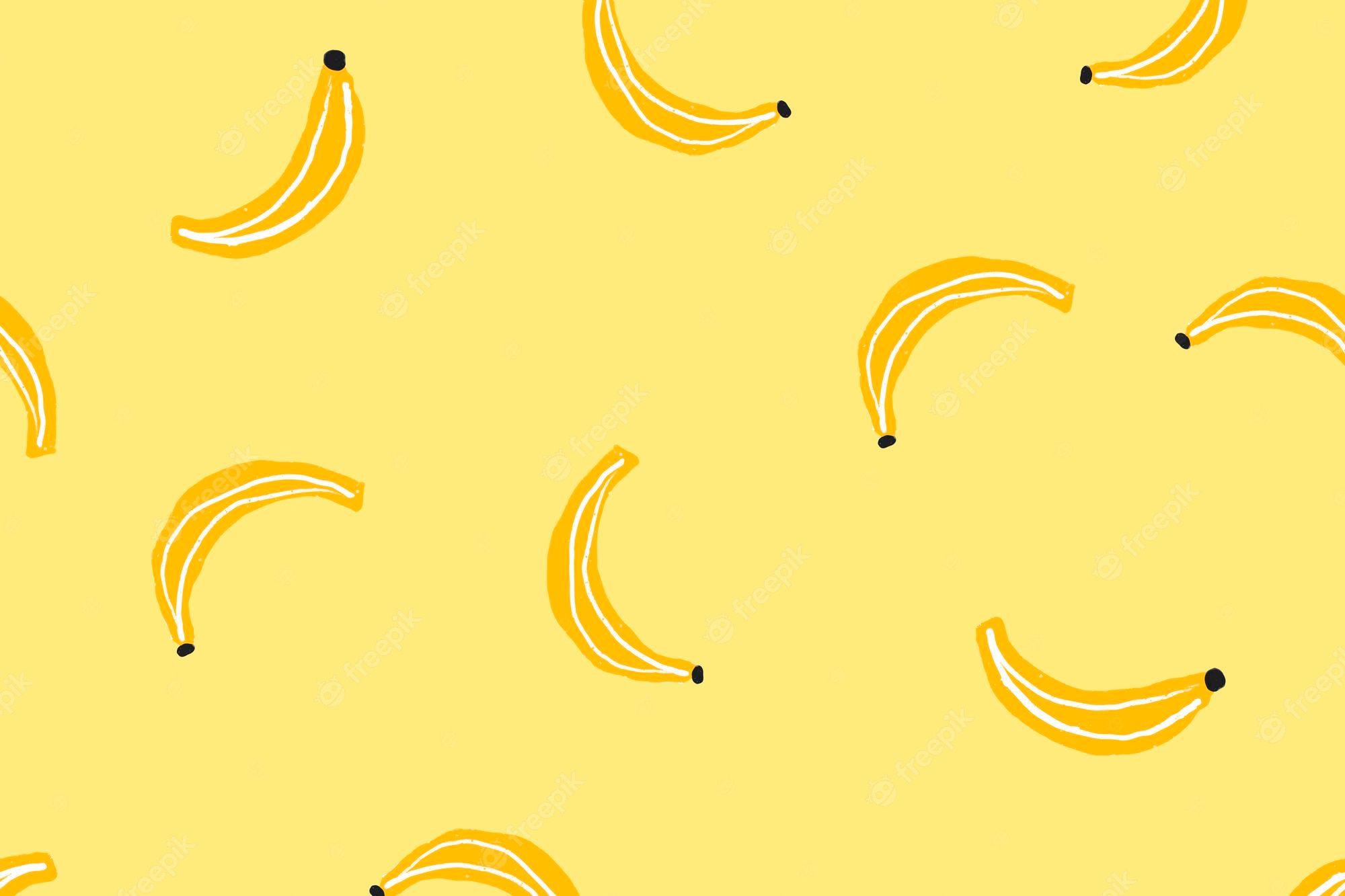 A pattern of bananas on yellow background - Banana