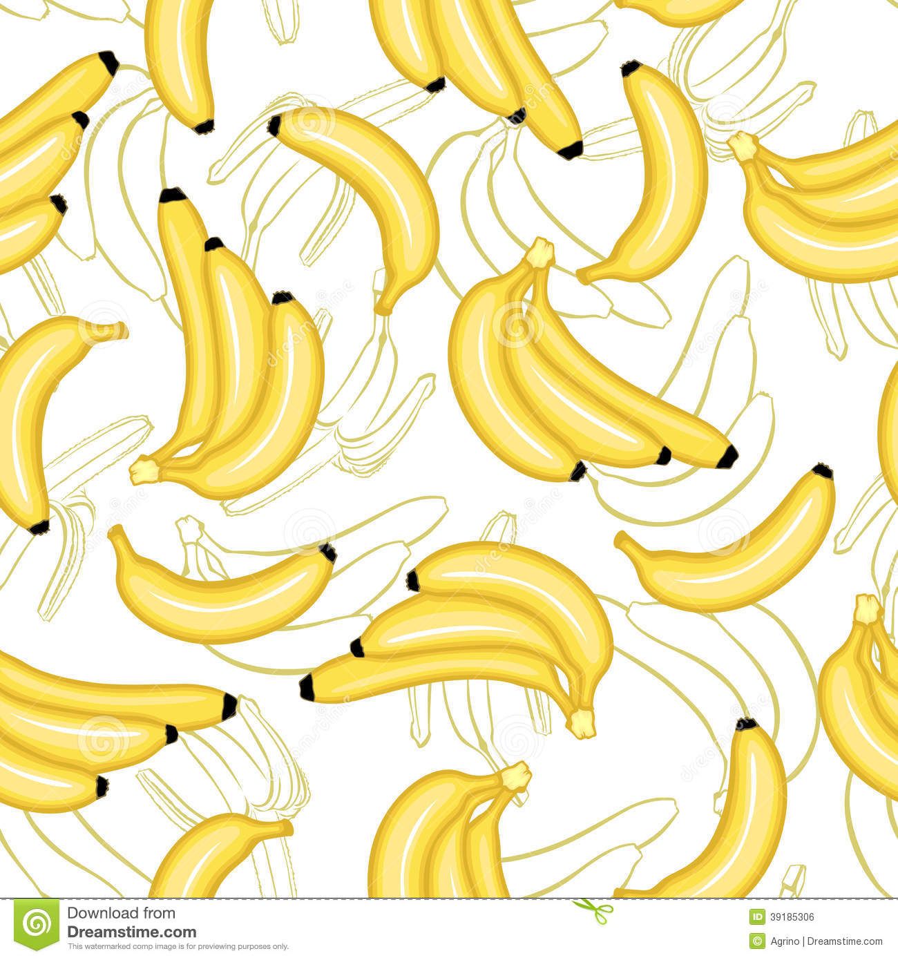 A seamless pattern with bananas on a white background. - Banana