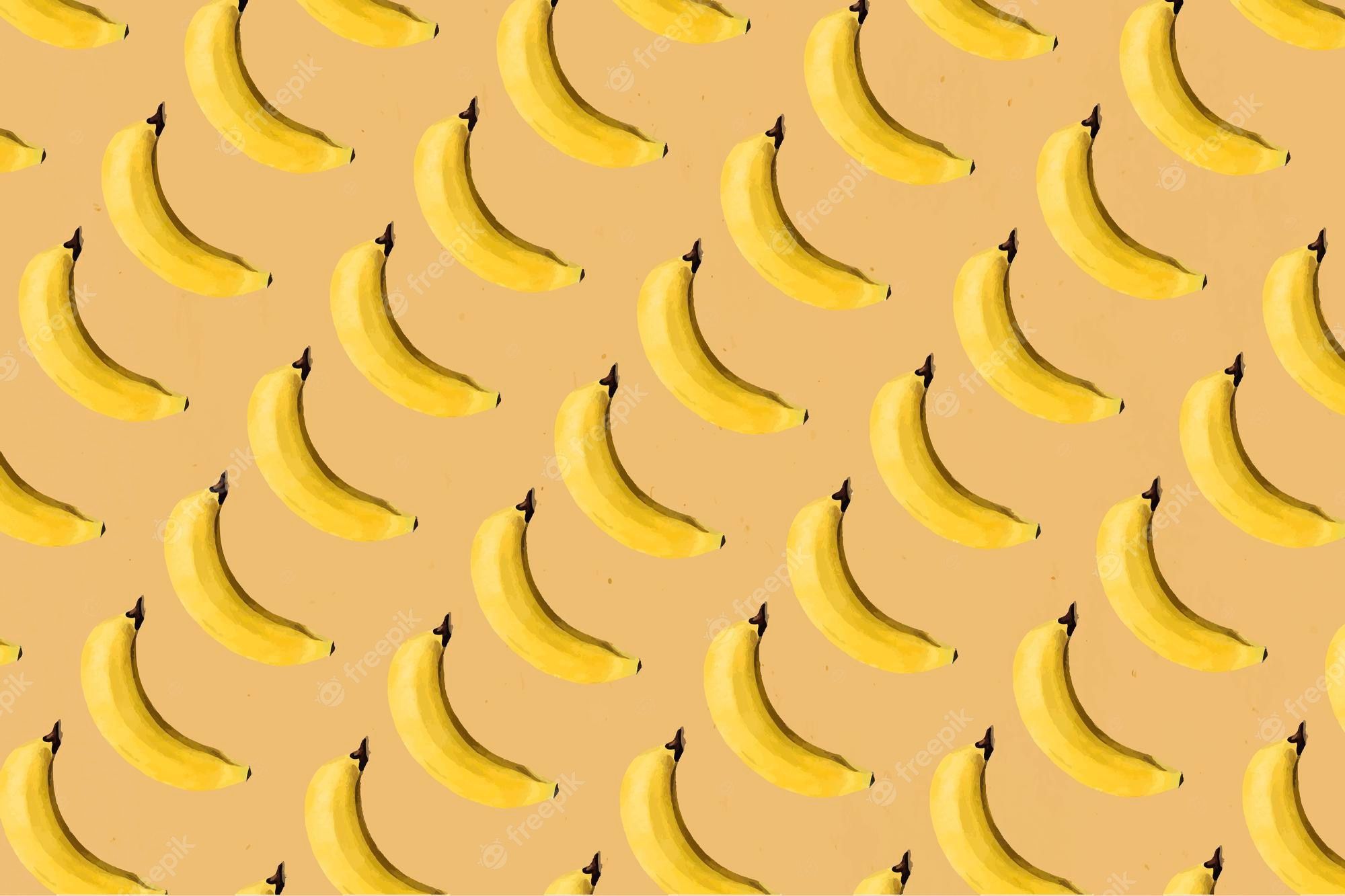 A pattern of bananas on a yellow background - Banana