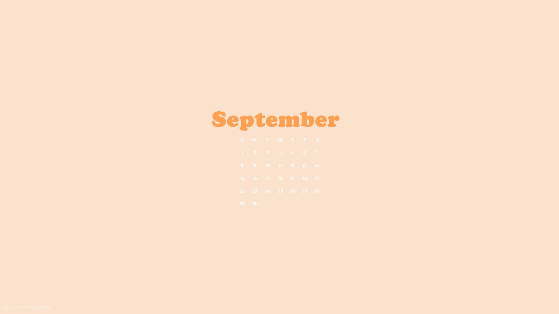 September 2020 calendar wallpaper for your tech devices in light orange color - September