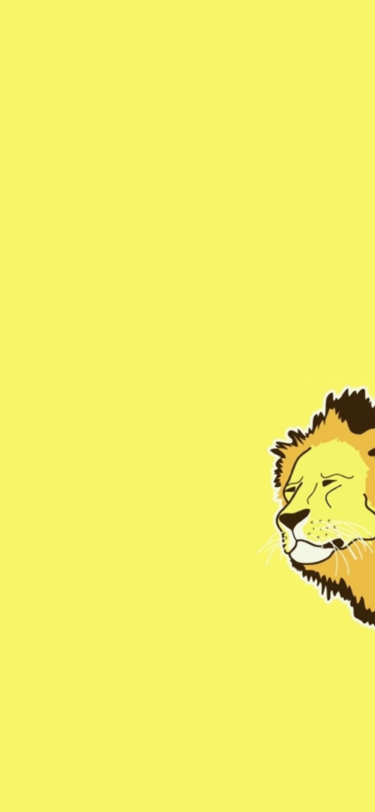 A yellow wallpaper with a cartoon lion on the right side - Lion