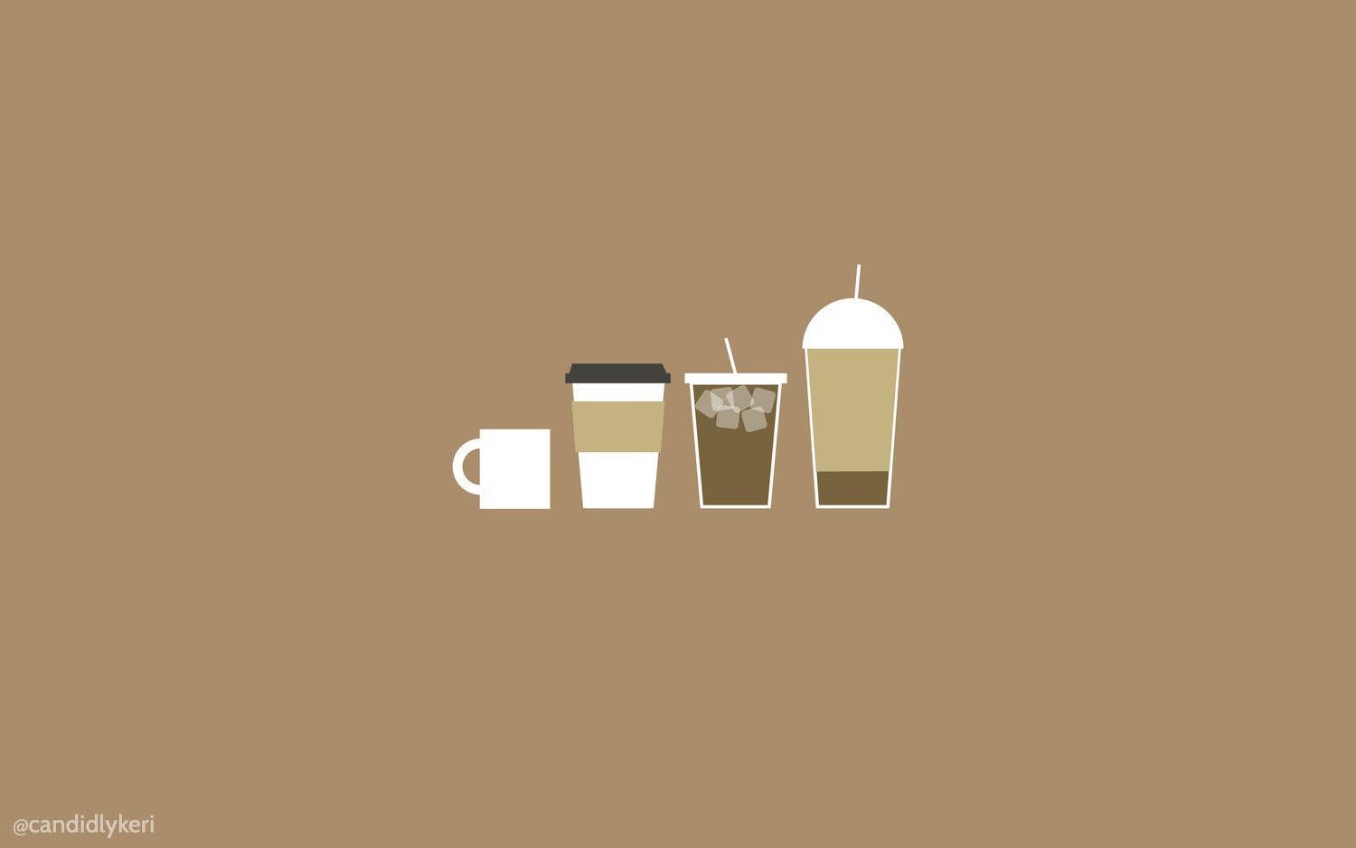 Minimalistic coffee cups on a brown background - Minimalist beige