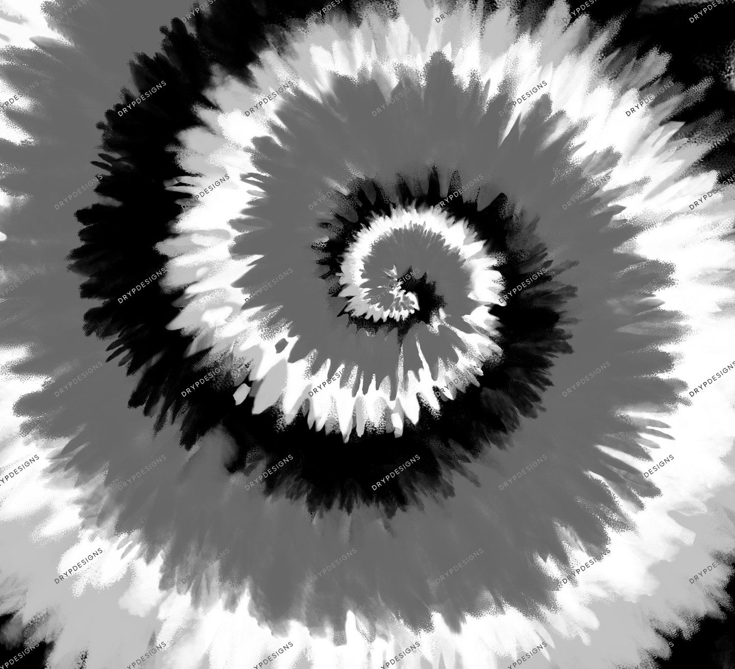 A tie dye black and white spiral - Black and white