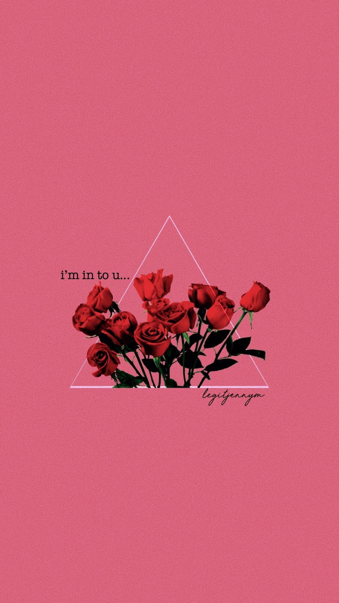 A pink background with red roses and the words i love you - IPhone red