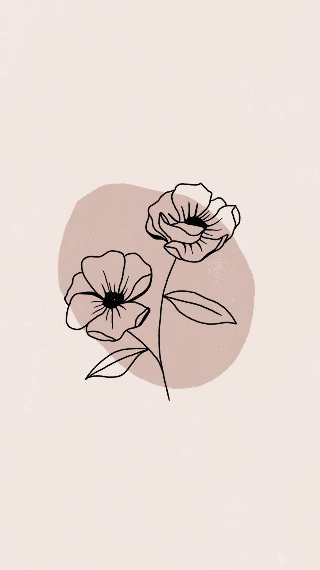 A drawing of two flowers on top - Pastel minimalist