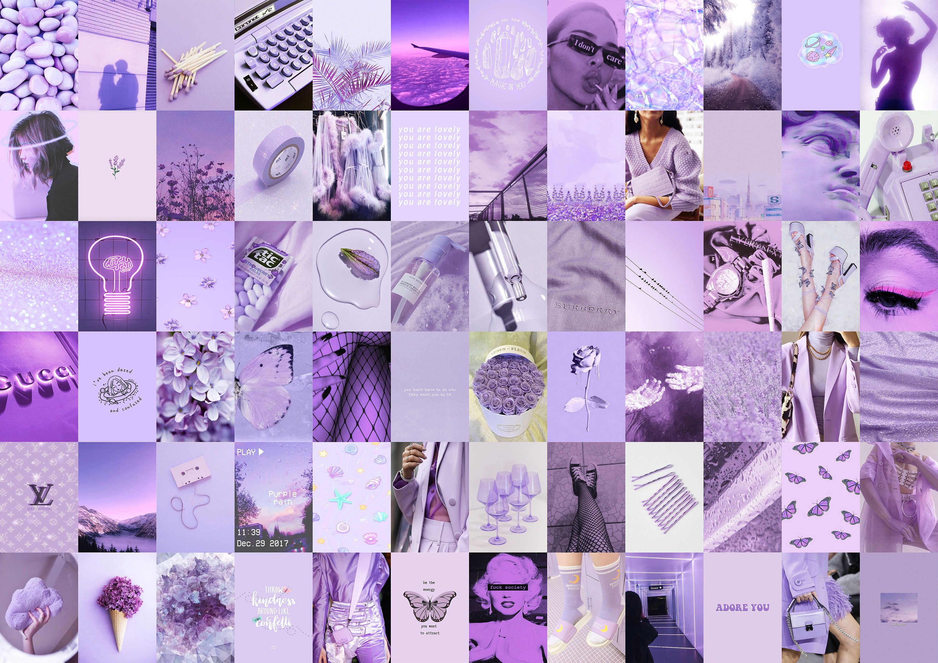 Aesthetic collage of purple photos - Lavender