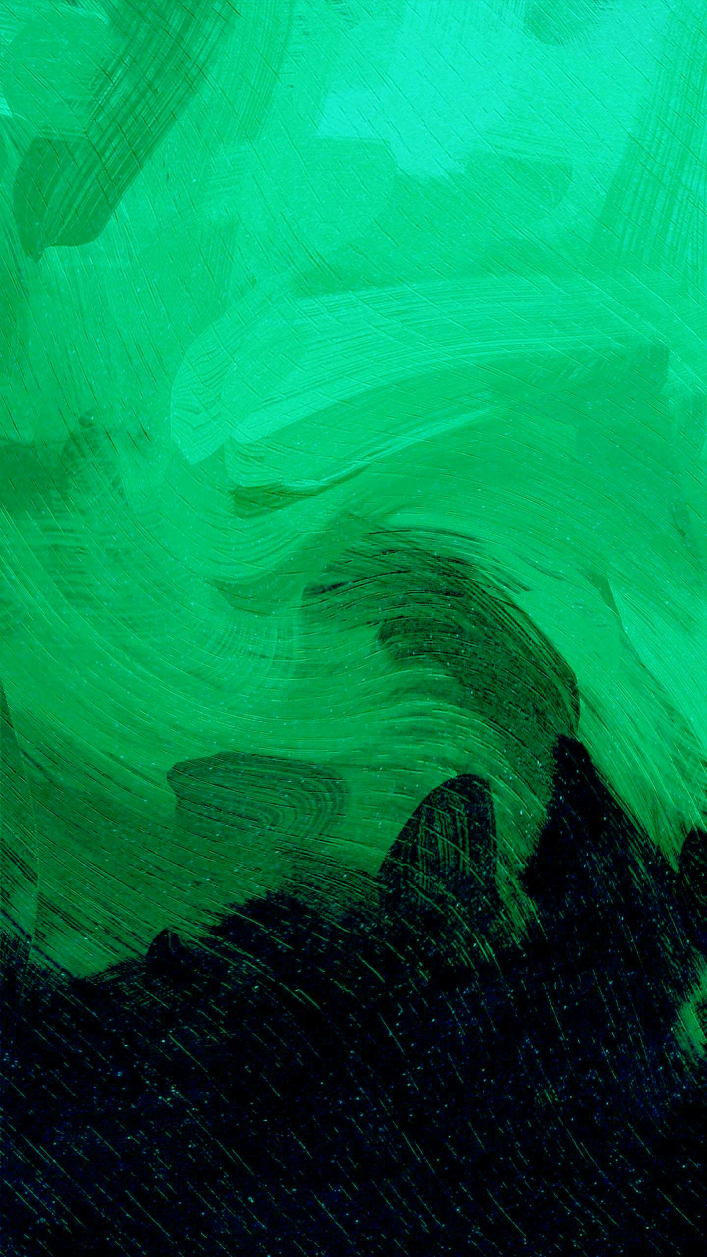 Green iPhone 8 wallpaper with abstract green paint strokes. - Dark green