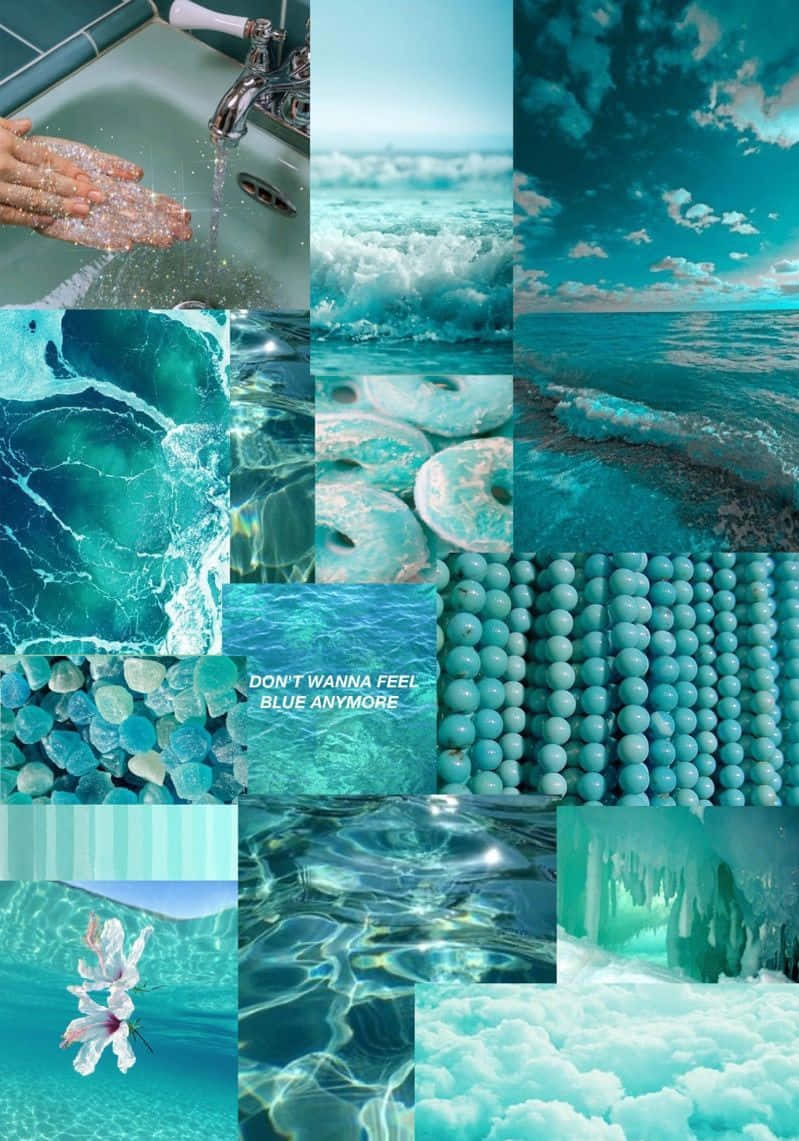 A collage of pictures showing the ocean and water - Turquoise