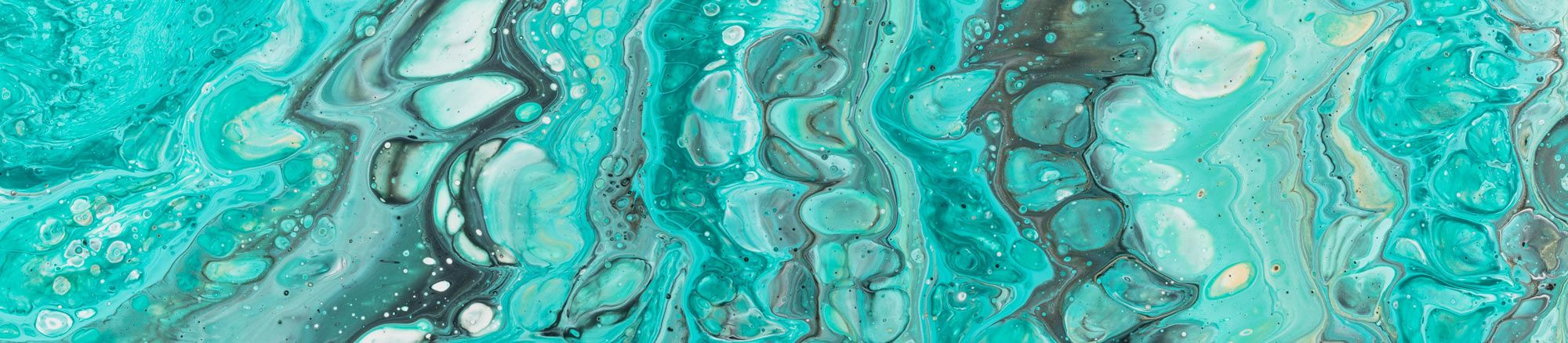 A close up of an abstract painting with blue and green colors - Turquoise